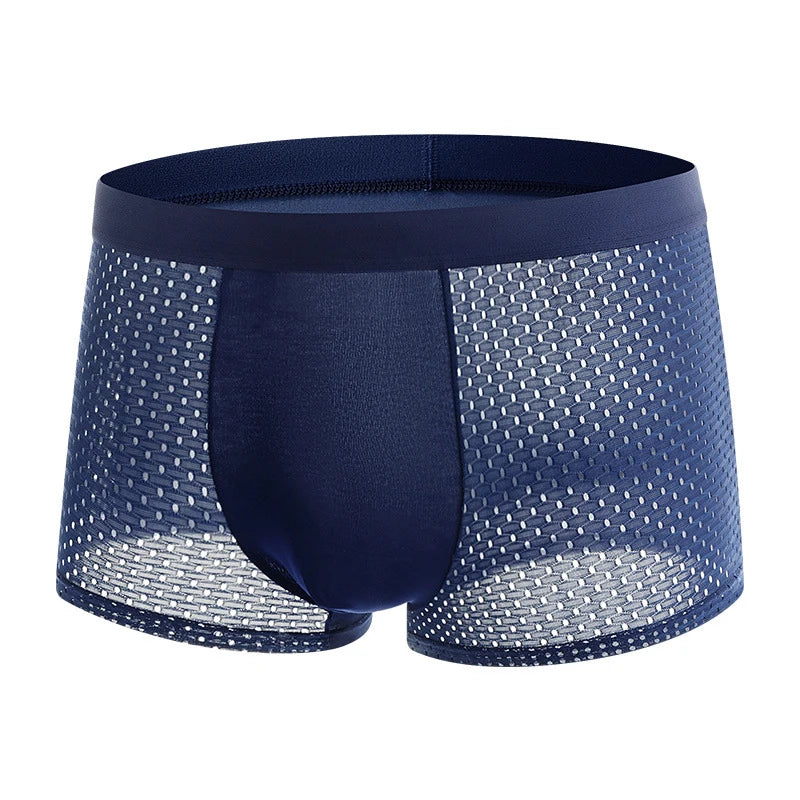 4pcs Men's Underwear Ice Silk Mesh Men Boxershorts Plus Size Panties Solid Sexy Men Boxer Summer Breathable Intimate Underpants