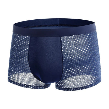 4pcs Men's Underwear Ice Silk Mesh Men Boxershorts Plus Size Panties Solid Sexy Men Boxer Summer Breathable Intimate Underpants