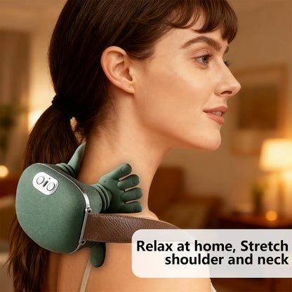 USB Rechargeable Heated Neck Shoulder Massager 3 Massage Levels 2 Heat Modes 4D Kneading ABS Wireless Portable Back Abdomen Muscle Relief Massage With Charging Cable