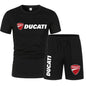 DUCATI Men's Summer Clothing Sets Short Sleeve T-Shirt Sports Shorts Motorcycle Theme Jogging Beachwear Regular outdoor jogging