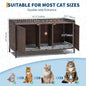 Rattan Cat House Double Cat Litter Box Enclosure Furniture 2 Cats | Double Room Cat Cabinet, with Washable Litter Mat & 2 Hooks, Easy Assembly, 47.2"L x 19.7"W x 23.6"H Walnut