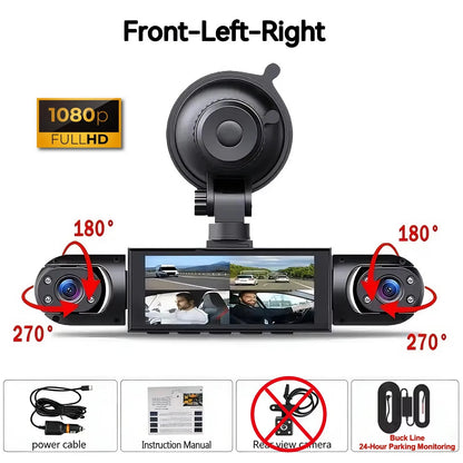 Dash Cam Vehicle DVR Video Recorder 4 Cameras for Cars Black Box Front Rear Internal Night Vision Loop Recording Dashcam Car 360
