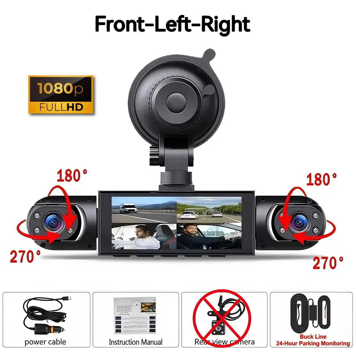 Dash Cam Vehicle DVR Video Recorder 4 Cameras for Cars Black Box Front Rear Internal Night Vision Loop Recording Dashcam Car 360