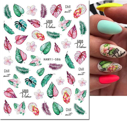 3d Nail Art Decals Elegant White RoyalBlue Roses Flowers Adhesive Sliders Nail Stickers Decoration For Nail Manicure