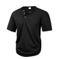 Men's Casual  Henry T Shirt Summer Brown Button Solid Color Polo Short Sleeve Breathable Comfortable Sports Loose T-shirt