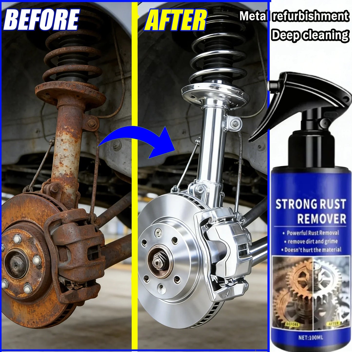 Multifunctional Car Rust Remover Used for Removing Rust Providing Surface Protection on Car Brake Pads Iron Metal Surface 1/3PCS