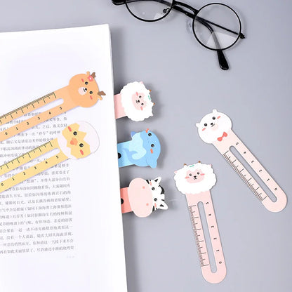 50Pcs/pack Cartoon Animal Bookmark Cute Bear Kitten Student Ruler Bookmark Students Supplies