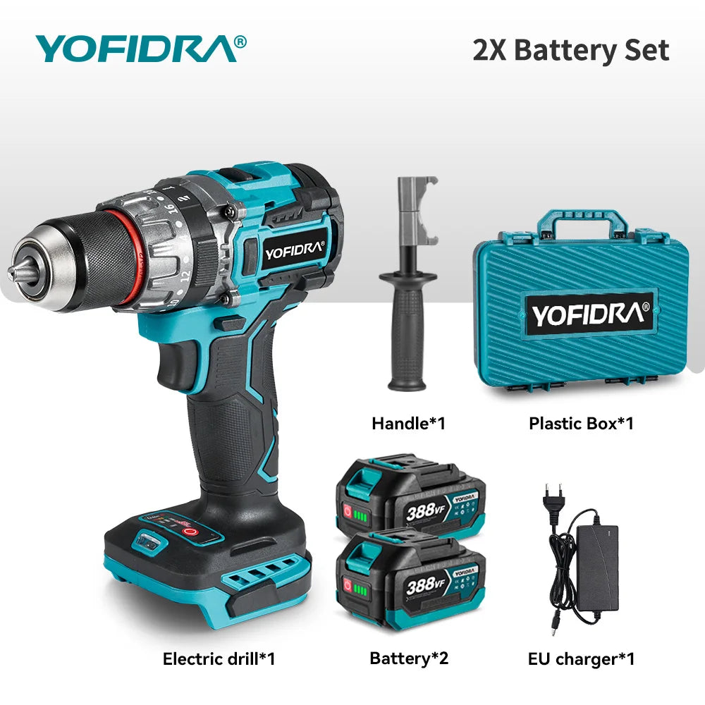 YOFIDRA 700N.M Brushless Electric Impact Drill Cordless Screwdriver Plates Soil WoodWorking Power Tool For Makita Battery Pin
