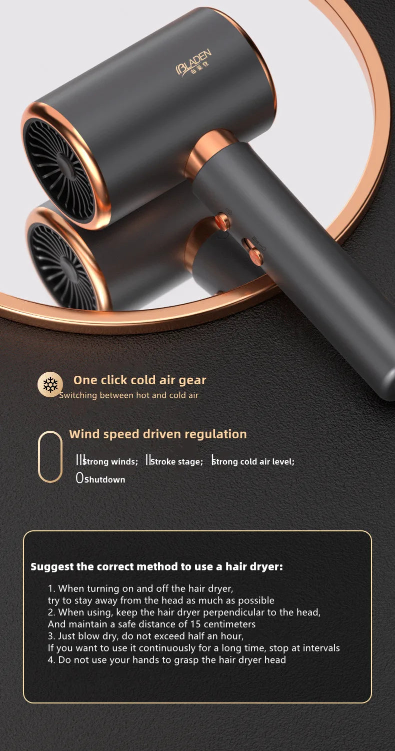 Hot Selling Professional Hair Dryer Negative Ion High Power Blue Light Foldable Electric Hair Dryer Salon Hair Tools Home