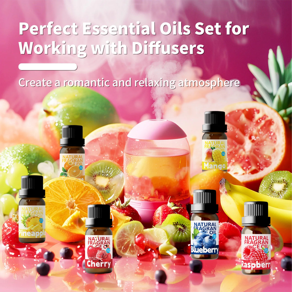 25Type Fruit Fragrance Oils Fruity Fragrance Oil For Diffuser Candles Making -Strawberry Lemon Peach Banana Mango