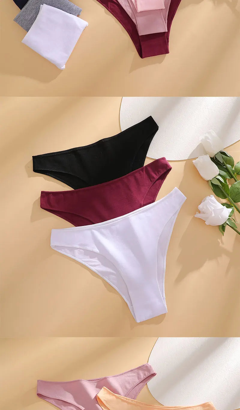 5PCS/Set Cotton Women's Panties Female Underwear Sexy Briefs Lingerie Smooth Comfortable Underpants Solid Color Pantys M-XXL