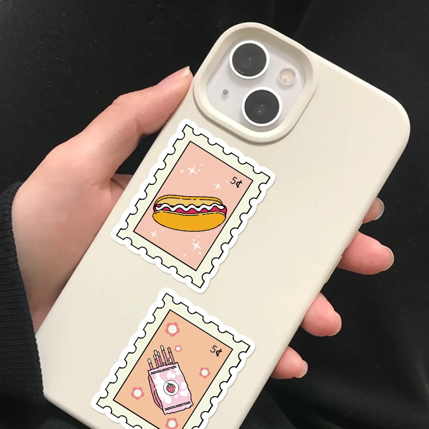 50pcs Small Fresh Stamp Art Stickers Aesthetic Phone Bike Wall Scrapbook Motorcycle Waterproof Cartoon Sticker For Toys Gifts