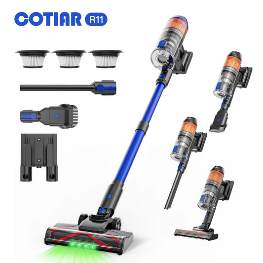 COTIAR R11 Cordless Vacuum Cleaners for Home, 500W 50Kpa Suction Lightweight Vacuum, 60-Min Runtime LED Display 3 HEPA Filters