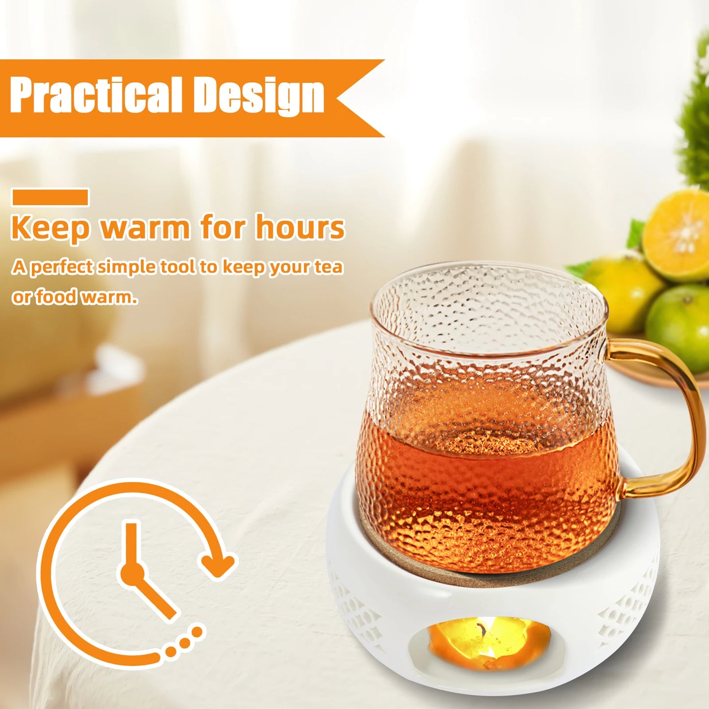 Ceramic Teapot Warmer Hollow Ceramic Teapot Heater with Cork Cushion Heat Resistant Ceramic Coffee Tea Warmer Practical Ceramic