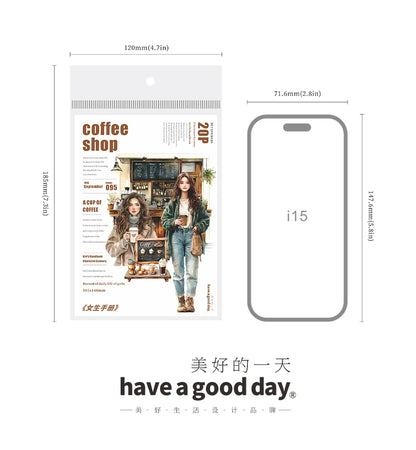 JIANQI 20 Sheets PET Die cut Stickers book Girl's Handbook Decorative handmade Scrapbooking Material Diary Album Craft Supplies