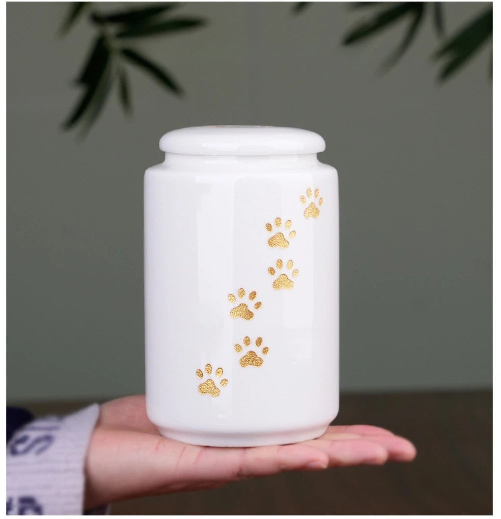 Ceramic Can urns for puppy ashes Sealed and moisture-proof pet souvenir animal funeral urn portable pet memorials and gifts