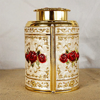 Pet Memorial Keepsake Container for Ashes Tea Canister Coffin Box for Human Ashes Metal Cremation Animal Urn Funeral Home Decor
