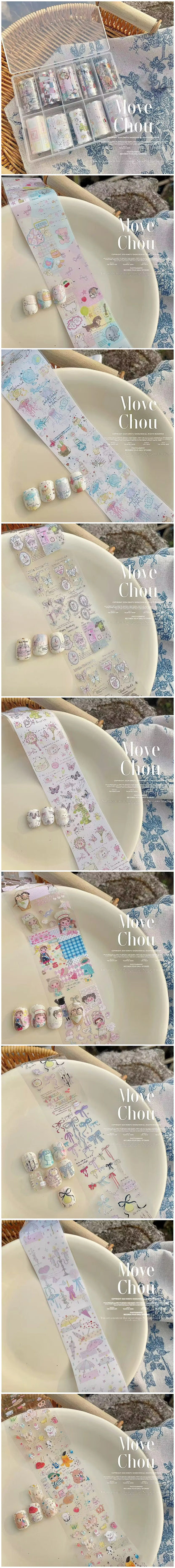 10Rolls Plaid Thousand-Bird Bow  Stars Nail Foils Transfer Paper  Nail Art Stickers  Manicure Set Decal  Nails Decoration