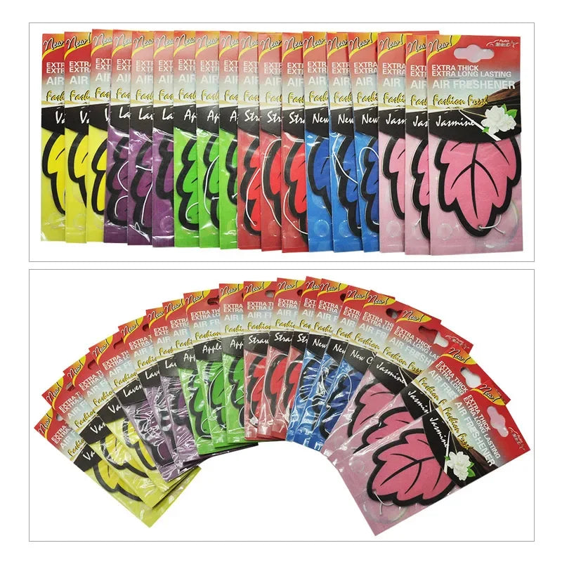 1/60/90PCS Car Air Freshener Natural ScentedTea Paper Auto Hanging Vanilla Perfume Fragrance Leaf Shape Car Accessories Indoor