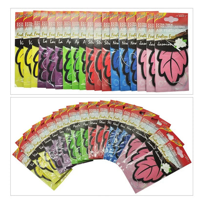 1/60/90PCS Car Air Freshener Natural ScentedTea Paper Auto Hanging Vanilla Perfume Fragrance Leaf Shape Car Accessories Indoor