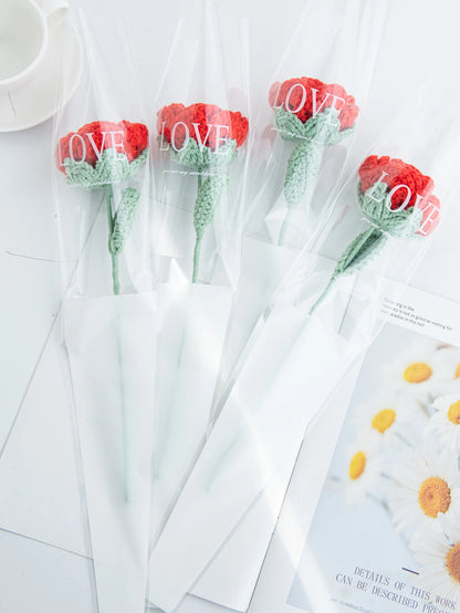 1/3pcs Artificial Flowers Handmade Crochet Rose Finish Product Outdoor Garden Wedding Bridal Bouquets Home Bonsai Party Diy Gift