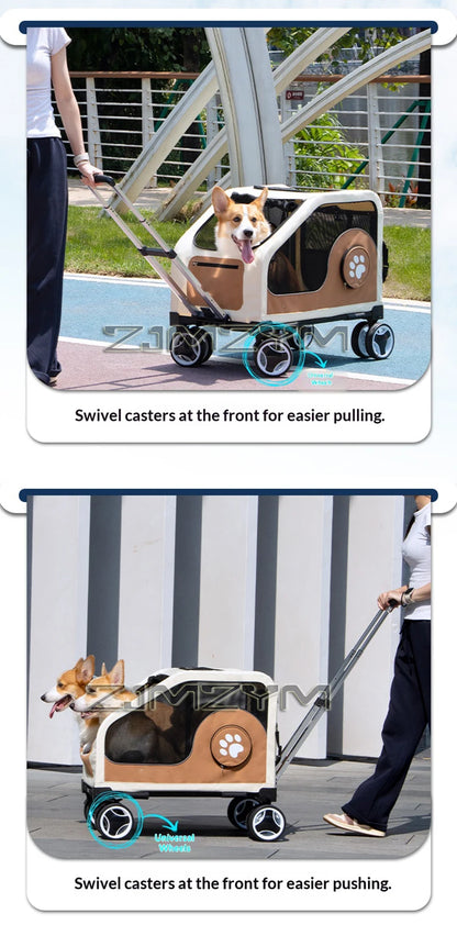 Portable Pet Trolley Case, Fashionable Detachable Dog Trolley Case, Foldable Pet Bag Cat Travel Carrier Bag