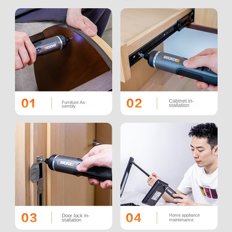 Worx 4V Mini Electrical Screwdriver Set WX242 Smart Cordless Electric Screw Driver USB Rechargeable 30 Bit Set Drill Tool