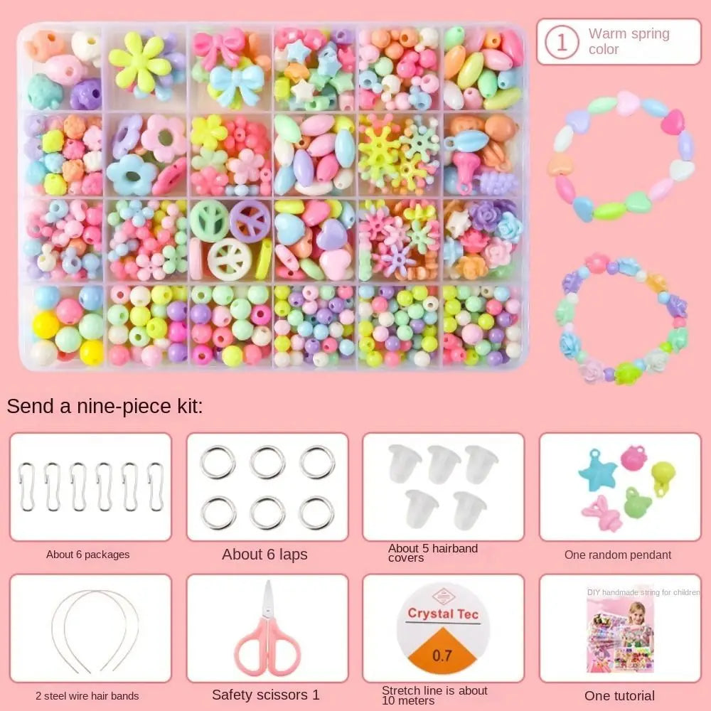 Arts Crafts DIY Handmade Beaded Kit Jewelry Set Handmade DIY Making Beads Kit DIY Creative Beads for Children Girl