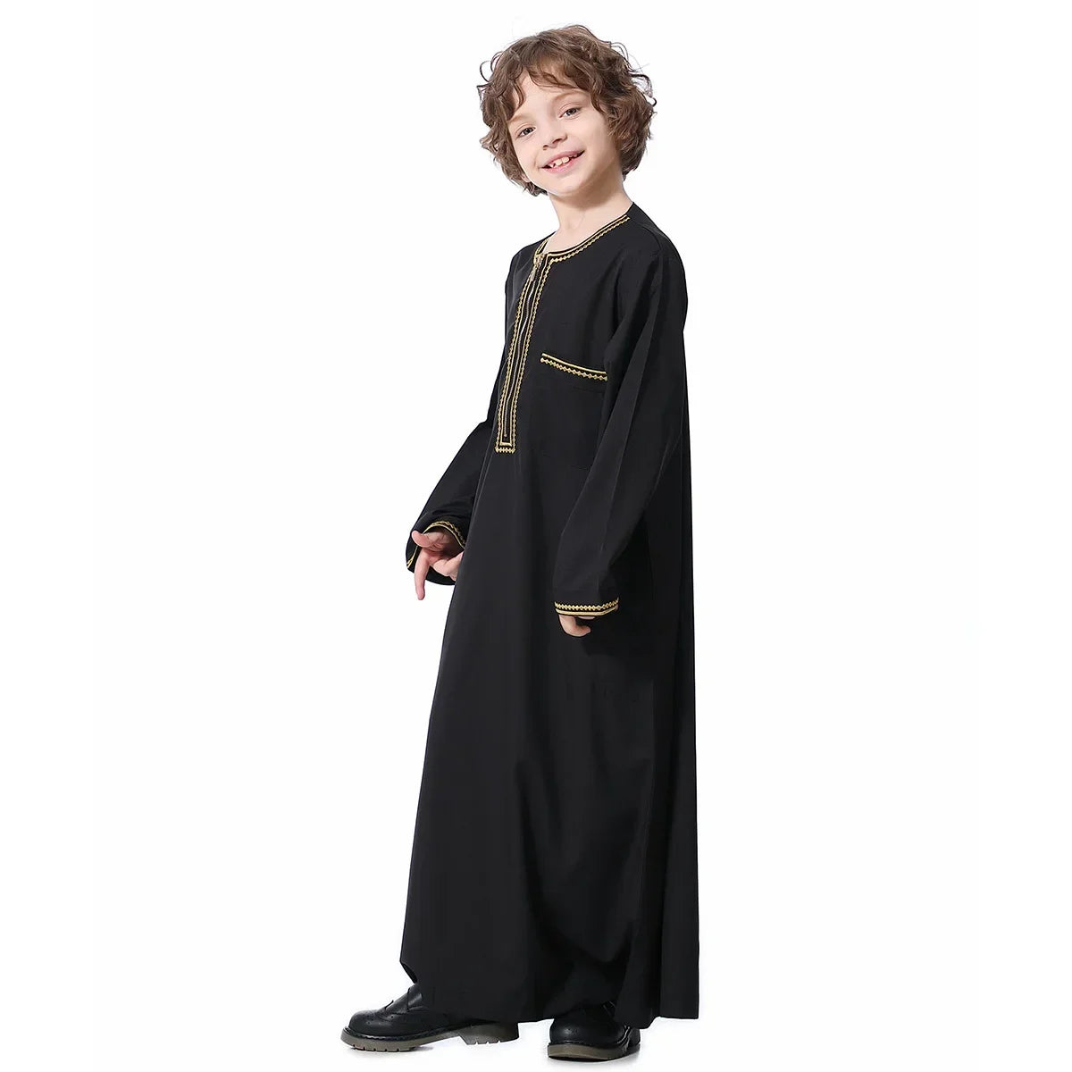 Muslim Saudi Arab Boys Robe Kids Abaya Kaftan Prayer Islam Ramadan Clothing Long Sleeve Thobe Middle East Teenage Dress Dubai
