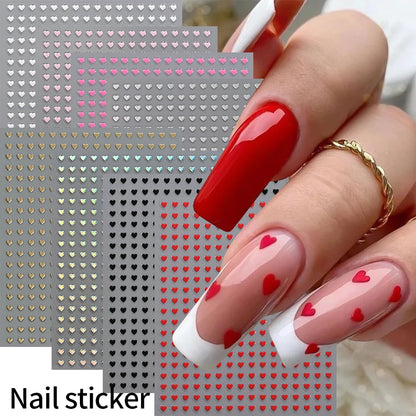 8Colors/Set 3D Sweet Love-Heart Nails Stickers Mini Hearts Self-Adhesive Nail Art Sliders Valentine's Day DIY Manicure Decals 1