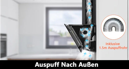 90cm Wall Mounted Cooker Hood 800m³/h A+++ LED Touch Control, Black Glass - Recirculation/Exhaust Option