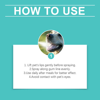 Pet Mint Oral Spray Cleaning Teeth Reduce Plaque Accumulation Eliminate Odor Fresh Breath Protect Gum No-Brush Dental Care Spray