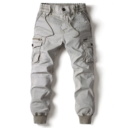 New Cotton Men Cargo Pants Khaki Casual Men Tactical Joggers Cargo Multi-Pocket Fashion Black Army Light gray Trousers Work Wear
