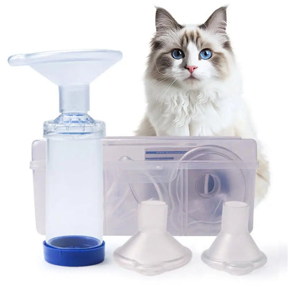 PVC Aerosol Chamber Cat Portable Inhaler Spacer With PVC Mask Pet Cats Dog Asthma Medication Feeding Tool Veterinary Approved