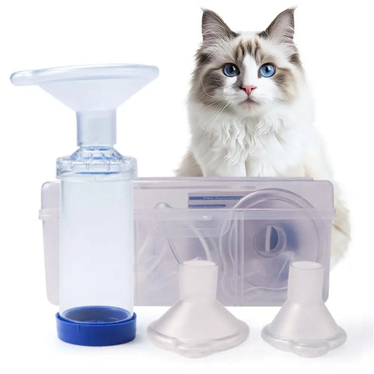 PVC Aerosol Chamber Cat Portable Inhaler Spacer With PVC Mask Pet Cats Dog Asthma Medication Feeding Tool Veterinary Approved