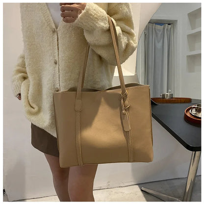 Large Capacity Women's Bag, New Soft Leather Tote Bag, Casual and Versatile Single Shoulder Bags for Woman Korean Style Handbags