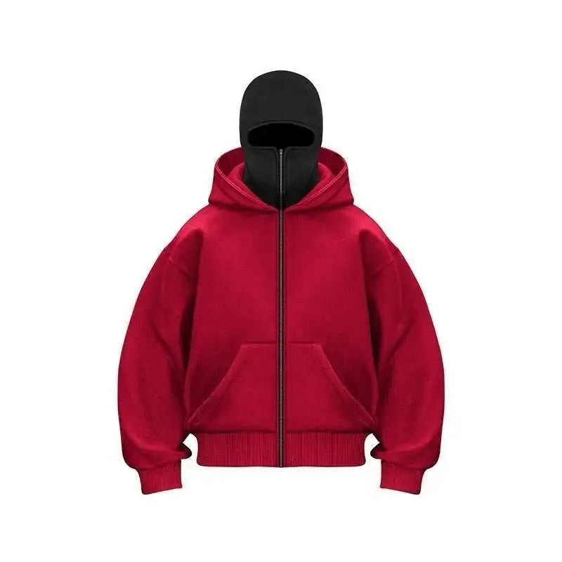Unisex Plain Hooded Zip Up Sweatshirt Autumn Winter Ins Style Couple Matching Pullover Jacket