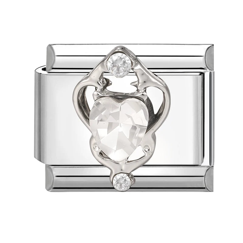 Zircon Pearl Heart Bow Candy Flower Butterfly Italian Charm Links Fit 9mm Stainless Steel Bracelet Personalized DIY Making Gifts