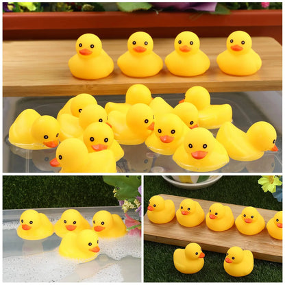 1-100pc Pink Mini Rubber Ducks Set in Bulk Float Squeak Tiny Ducks Rubber Duck Toy for Kids Party Birthday Supplies