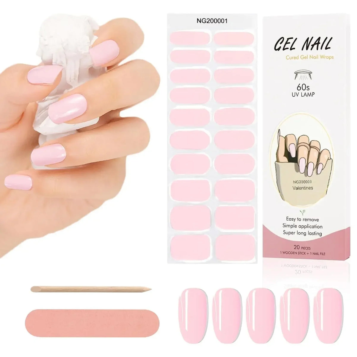 20/22Tips UV Semi cured Gel Nail Stickers Waterproof Long Lasting Full Gel Nail Wraps Press On Nail Decal DIY Manicure