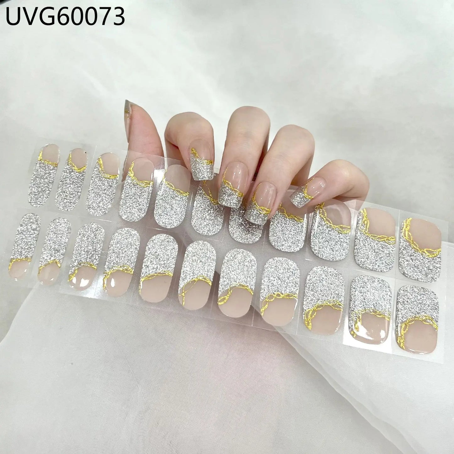 20/22Tips UV Semi cured Gel Nail Stickers Waterproof Long Lasting Full Gel Nail Wraps Press On Nail Decal DIY Manicure