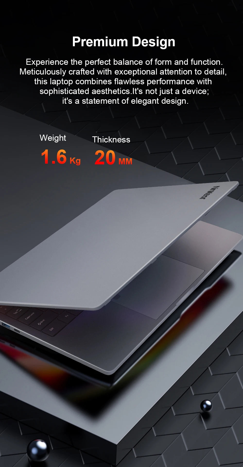 Ninkear A15 Pro Laptop 15.6 Inch FHD IPS AMD Ryzen 5 5500U 16GB RAM 512GB SSD Metal Notebook Fingerprint Unlock Backlit Keyboard WiFi 6 USB-C PD 65W Fast Charge Windows 11 Portable Computer EU Plug
