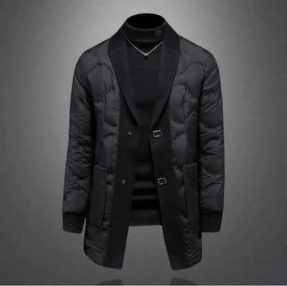 High quality 2025 Winter 90% White Duck New Fashion British Style Casual Loose Slim Mid-length Down Jacket