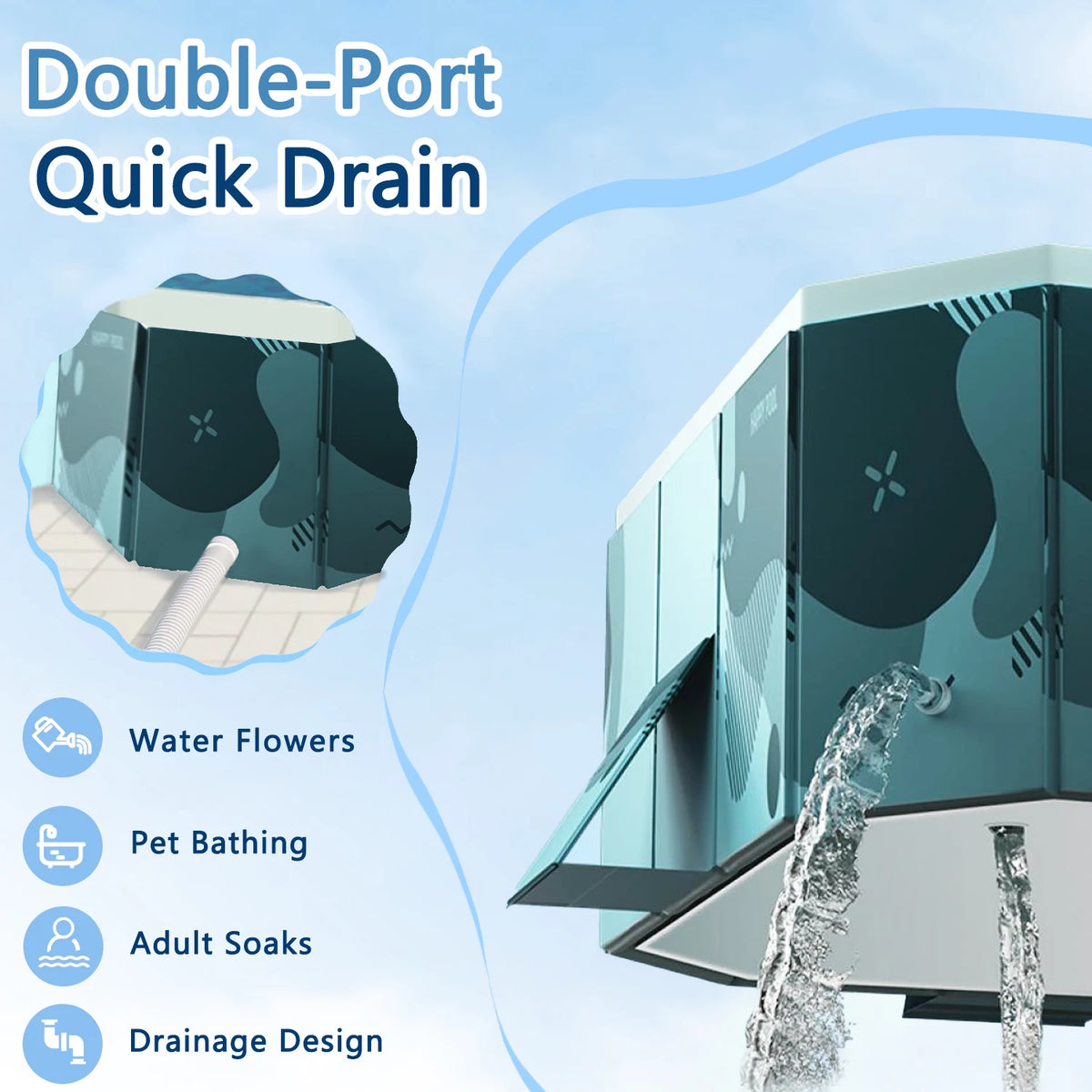 Foldable Pool For Family Non Inflatableframe Outdoor Swimming Pool Kiddie Pools Thickened Support Above Ground For 1~8 People Can Connected Water Pump