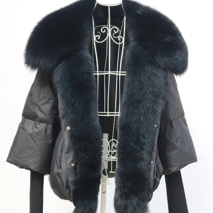 2024 Winter Women Warm Coat Oversized Real Fox Fur Collar Thick Luxury Outerwear New Fashion 90% Goose Down Jacket