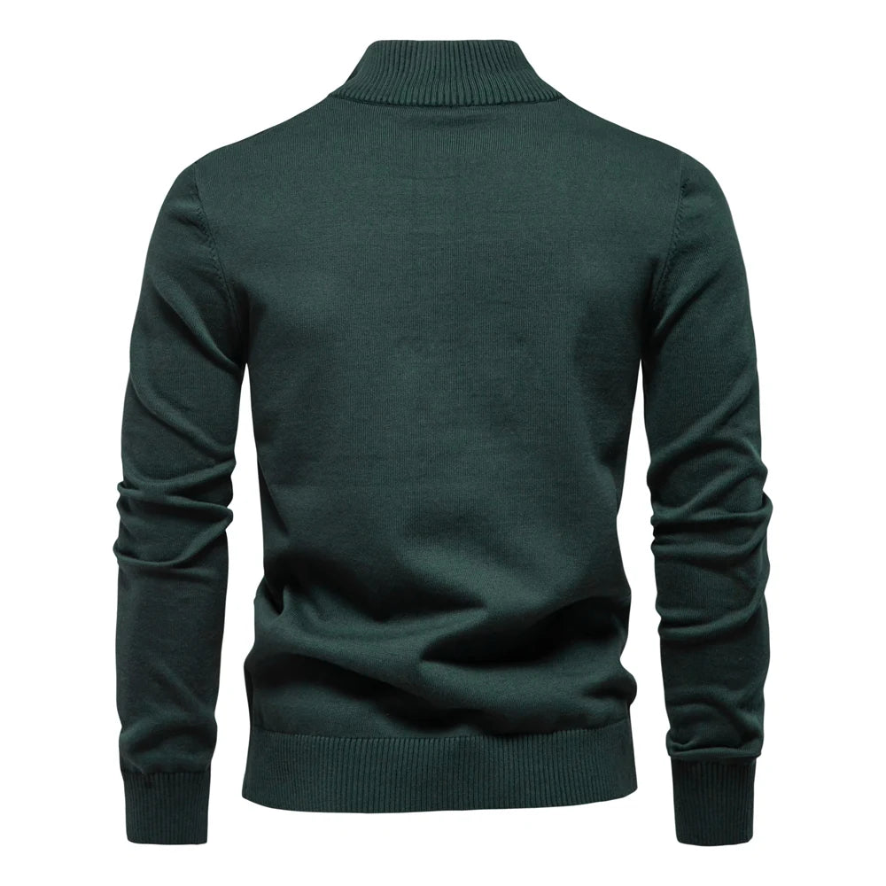 AIOPESON Mens Mock Neck Cotton Pullover Knit Sweaters Casual Business Strip Ribbed Turtleneck Sweaters for Men