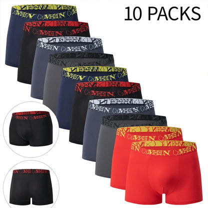 4/10piece Men's European And American Size Printed Fashionable Underwear Comfortable Plus Size Boxer Shorts Casual Sports Shorts