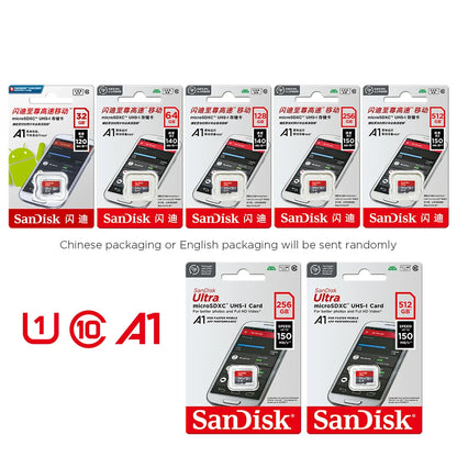 Original Sandisk Memory Card 256GB 128GB 64GB 32GB TF Micro SD Card Class 10 UHS-1 Flash Card Memory MicroSD for Smartphone PC