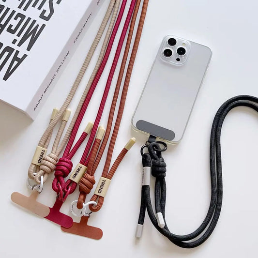 Adjustable Fashion Anti Loss Phone Lanyard 120CM Crossbody Neck Cord Wrist Strap for iPhone 17 Pro Max Case Chain Two Ring Rope