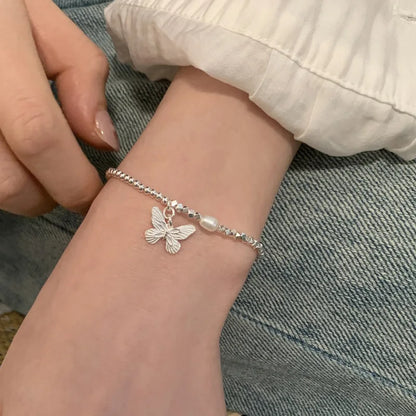 VENTFILLE 925 Sterling Silver Butterfly Bracelet for Girl Bead String Design Insect Fashion Versatile Jewelry Gift Dropshipping